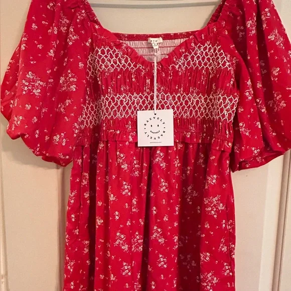 NWT Baevely Floral Smocked Midi/Maxi Puff Dress - Picture 7 of 15